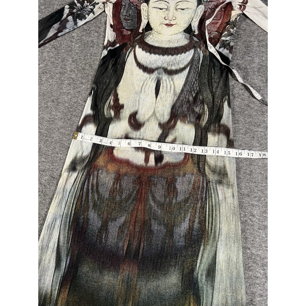 RARE 1997 VIVIENNE TAM CACHÉ SHEER MESH MAXI QUAN YIN PRINT BUDDHA L/S DRESS - Picture 9 of 10